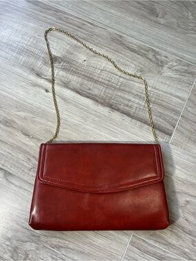Vintage Orange/Red Chain-Strap Shoulder Bag